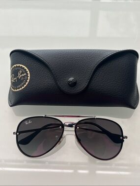 Ray-Ban Junior (RJ 9548SN) Black and Silver Aviator Sunglasses with Case